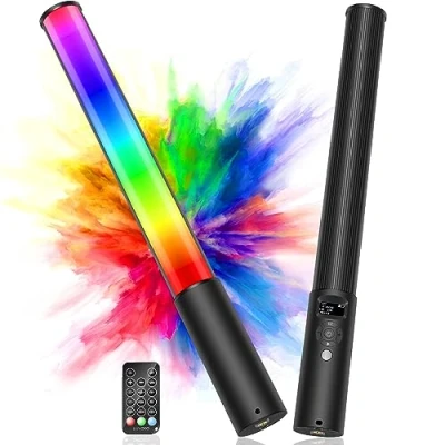 Afbeelding van LUXCEO RGB LED Light Wand, Tube Video Stick, Helderheid 0 100% instelbaar, 2500K 6500K CRI95+ Full Color, Ingebouwde Batterij, 12 Lichtscènes voor Tiktok, Youtube, Vlog, Fotografie