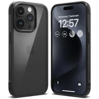 Afbeelding van Ringke Fusion Bold Compatibel met iPhone 15 Pro Max Case, Stevige Grip Minimale Vergeling Helder Harde Achterkant Schokbestendige Bumper cover Black