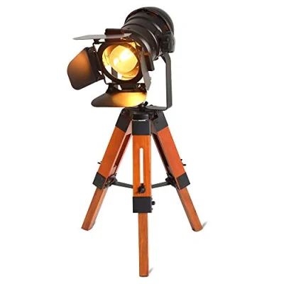 Afbeelding van B·LED BARCELONA LED BarcelonaLED Vintage Verstelbare Bioscoop Tafellamp Nautisch Zwart Retro Stijl Statief Projectoren Houten Vloerlamp Cinema Accessoires