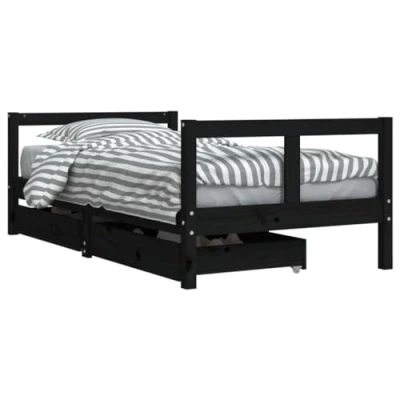 Afbeelding van Kinderbedframe Met Lades 80X160 cm Massief Grenenhout Zwart 80 x 160 /