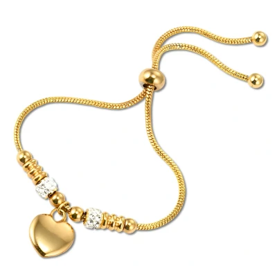 Afbeelding van Dames armband goud hartje 18k verguld met verstelbare sluiting Armbanden goudkleurig van Sophie Siero geschenkverpakking
