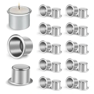 Afbeelding van Kanyka kaarsenhouder staafkaars, 20 stuks kandelaars voor kerstkaarsen kerstmis, mini zilver, kaarsinzetstukken van metaal, aluminium decoratieve kandelaar, staafkaarsenhouder decoratie diameter