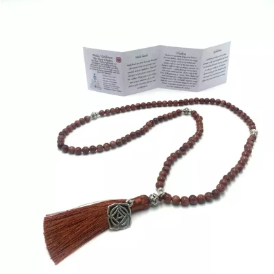 Afbeelding van Mala ketting 108 kralen Wortel chakra Muladhara Bruin Goudsteen Edelsteen Sparkolia