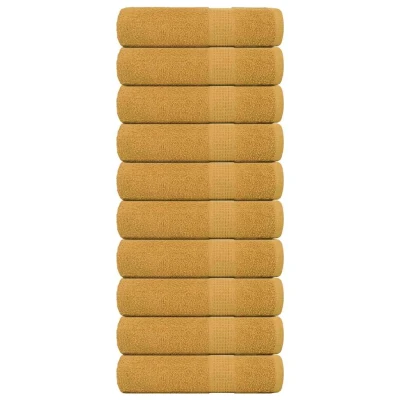Afbeelding van VidaXL Douchehanddoeken 10 st 70x140cm 360g/m² 100% katoen goudkleurig