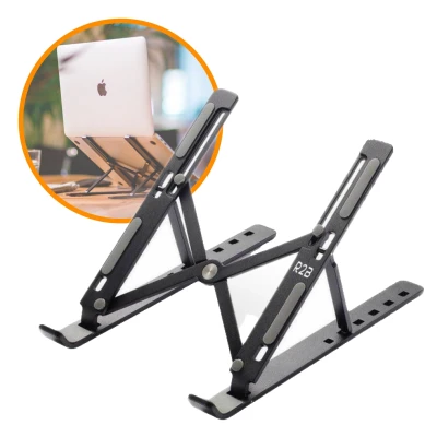 Afbeelding van R2B Laptop standaard verstelbaar en opvouwbaar Model &quot;&quot;Breda&quot;&quot; Zwart 10 tot 17 inch tablet