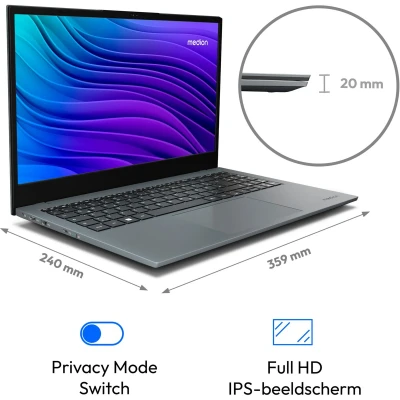 Afbeelding van MEDION E15433 laptop 15,6 Inch Full HD Intel Core i5 1334U 1TB SSD, Iris 32GB DDR4