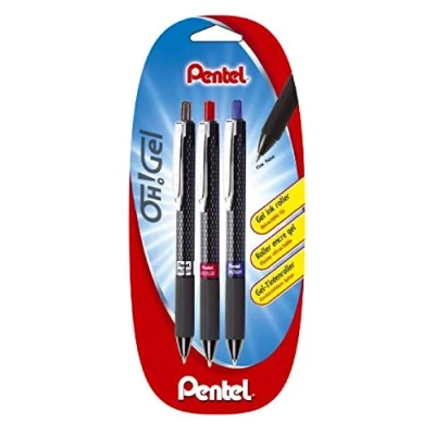 Afbeelding van Pentel Oh Gel rollerbalpen, gel, intrekbaar soldeer zwart/blauw/rood