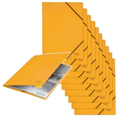 Afbeelding van Leitz Recycle Map met Elastische Sluiting, A4 Map, 250 Vellen, Opbergen en Archiveren, 100% Gerecycled Recyclebaar, Klimaatneutraal Milieuvriendelijk, Assortiment, Geel, 39080015