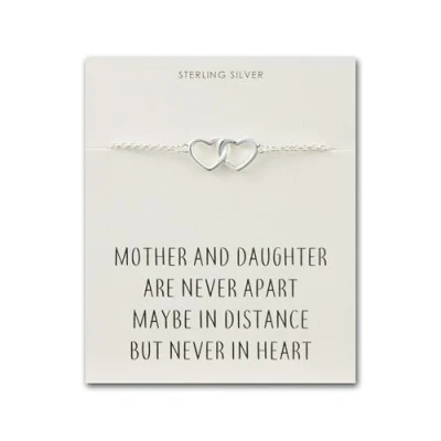 Afbeelding van Philip Jones Sterling zilveren moeder en dochter citaat hart link armband, 10 mm, zilver