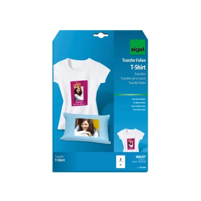 Afbeelding van Sigel inkjet transferfolie A4 blanco 3 vel voor lichte kleding / textiel SI IP650