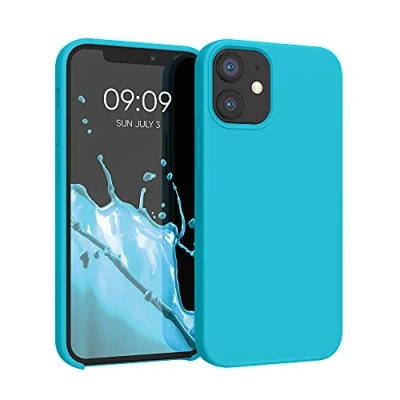 Afbeelding van kwmobile telefoonhoesje geschikt voor Apple iPhone 12 mini Hoesje met siliconen coating Smartphone case in ijsblauw