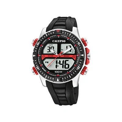 Afbeelding van Calypso Watches Mens analoog digitaal quartz horloge met plastic band K5773/3