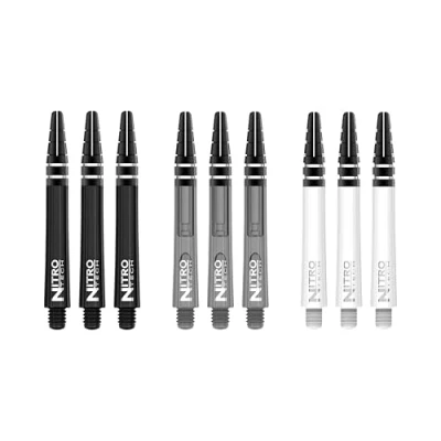Afbeelding van RED DRAGON Nitrotech Selectiepakket 1 Wit, Zwart en Grijs Medium Dartschachten 3 sets per pakket (9 in totaal)
