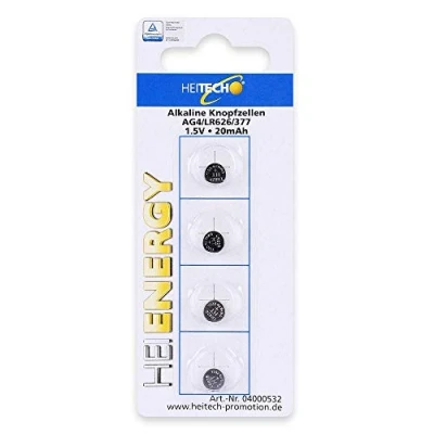 Afbeelding van Heitech HeiEnergy Alkaline Knoopcel batterijen AG4 LR626 377 1.5 Volt