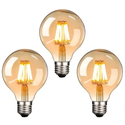 Afbeelding van NUODIFAN Led Edison gloeilamp E27, 3 x retro gloeilamp, 8W, dimbaar, vintage stijl, amber glas (800 lumen, 2700 K)