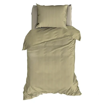 Afbeelding van Dekbedovertrek Satin D&#039;or Satijn Streep Khaki 140 x 200 / 220 cm 1 Persoons