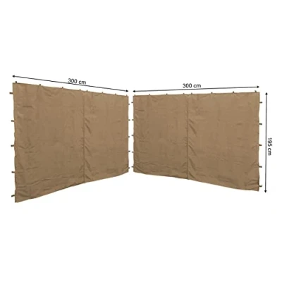 Afbeelding van 2 zijpanelen met RV 300x195cm voor paviljoen 3x3m zijwand beige RAL 1001
