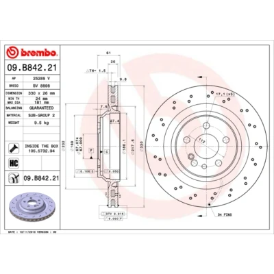 Afbeelding van Brembo Remschijf 09.B842.21