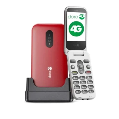 Afbeelding van Doro 2820 4g Eenvoudige Klaptelefoon Rood wit