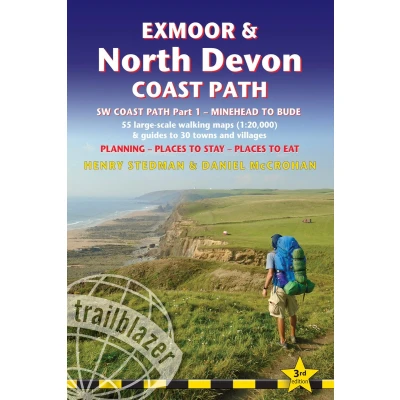 Afbeelding van Exmoor &amp; north devon cost path: Practical walking guide with 55 large scale maps (1:20,000) and guides to 30 towns villages planning, places stay, eat