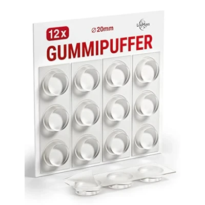Afbeelding van LouMaxx Rubberen stempel, 12 stuks, transparant, Ø 20 mm, extra sterke kleefvoeten, premium anti slip, krassen, lawaai en trillingen