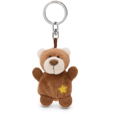 Afbeelding van sleutelhanger Beer met Ster 5cm bruin Een trouwe metgezel voor rugzak of tas, jong en oud 62095