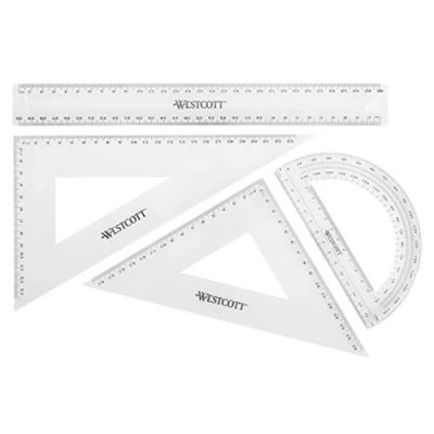 Afbeelding van Westcott E 10304 00 wiskundeset, 4 delig, transparant kunststof