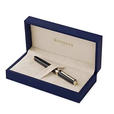 Afbeelding van Waterman S0636830 vulpen Exception Night and Day zwart S.C, lijnbreedte F, schrijfkleur blauw Slim lichaam Federstärke M Black Gold Trim