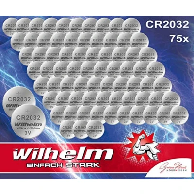 Afbeelding van 75 x knoopcel CR2032 Wilhelm batterij lithium 3V CR 2032 industriële artikelen