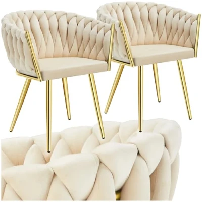 Afbeelding van tectake® Fluwelen eetkamerstoel Kuipstoel met armleuning in knooplook Moderne voor woonkamer en eetkamer Keukenstoel Kaptafelstoel Slaapkamerstoel Diverse kleuren Set van 2 Zwart