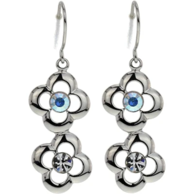 Afbeelding van Behave Oorbellen hangers bloem zilver kleur