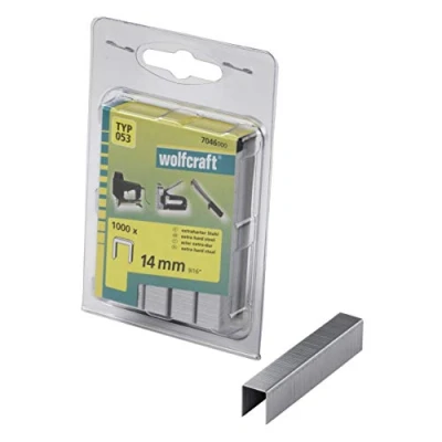 Afbeelding van wolfcraft Nieten met brede rug, extra hard staal, type 053 I 7046000 Ideaal voor het bevestigen van stoffen, textiel en dunne houten latjes