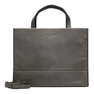 Afbeelding van LIEBESKIND BERLIN Leren Handtas Schoudertas Lou 2 Satchel Bag Iron Grijs
