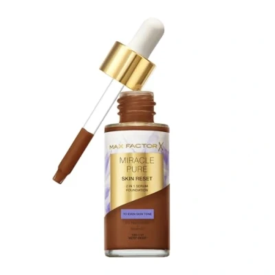 Afbeelding van Max Factor Miracle Pure 2in1 Skin Reset Serum Foundation, 100 110, Very Deep, vegan formule, egaliseert de teint, medium dekkend resultaat, satijnachtige matte finish, niacinamide &amp; bisabolol, 30 ml