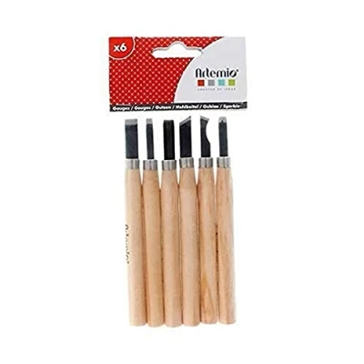 Afbeelding van Artemio 18004059 Set van 6 Gouges, hout, meerkleurig, 9 x 1,5 20 cm