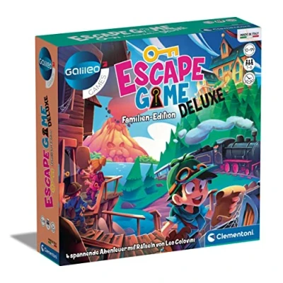Afbeelding van Clementoni 59257 Escape Game Deluxe, familie editie, gezelschapsspel om te raadselen, met 4 avonturen, incl. instructiekaarten en rekwisieten, ideaal als cadeau, familiespel vanaf 10 jaar