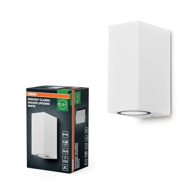 Afbeelding van OSRAM ENDURA Classic Square Updown buitenwandlamp, wit, GU10 voet (max 35W), kan worden uitgerust met een normale of slimme lamp, down up/down types, IP44 bescherming