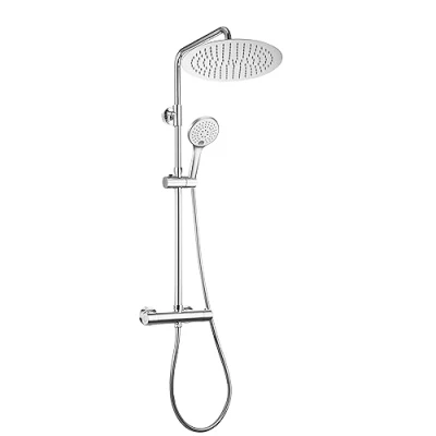 Afbeelding van Görbach Douchesysteem met thermostaatkraan Roestvrijstalen Regendouche doucheset Douchekop (hoofddouche D30 cm chroom)