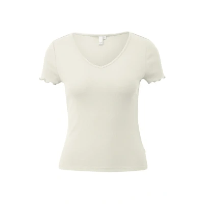 Afbeelding van QS Schmal Tshirt print, Dames, Maat: Large, Creme