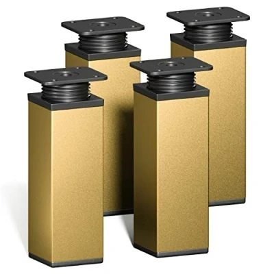 Afbeelding van sossai Verstelbare meubelpoten goud, set van 4 stuks, hoogte 120 mm, vierkant profiel, model MFV1, voor ladekasten, wandkasten