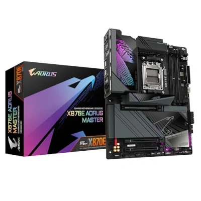 Afbeelding van GIGABYTE X870E AORUS MASTER moederbord Ondersteunt AMD Ryzen 9000 CPU&#039;s, 16+2+2 fasen digitaal VRM, tot 8200MHz DDR5 (OC), 4xPCIe 5.0 + 4xM.2, Wi Fi 7, 5GbE LAN, USB 3.2 Gen 2x2