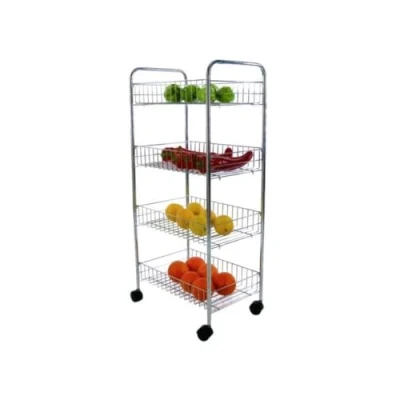 Afbeelding van MSV Keuken/badkamer trolleyA rvs metaal zilver met wielen 41 x 26 83 cm Opberg trolley