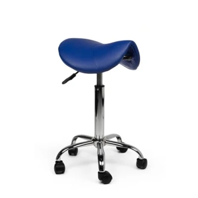 Afbeelding van zadelkruk Kalista Standaard Blauw Zithoogte 50/68cm kruk op wielen krukje werkkruk bureaukruk kapperskruk verstelbaar draaikruk tabouret met rugleuning tot 160kg