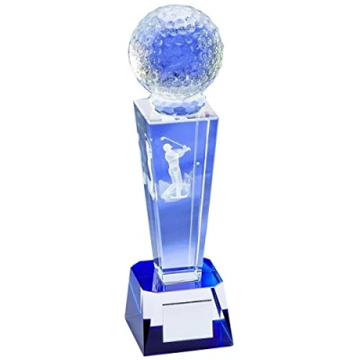 Afbeelding van Longridge Uni Golf Trofee Kristal 3D laseropschrift, wit