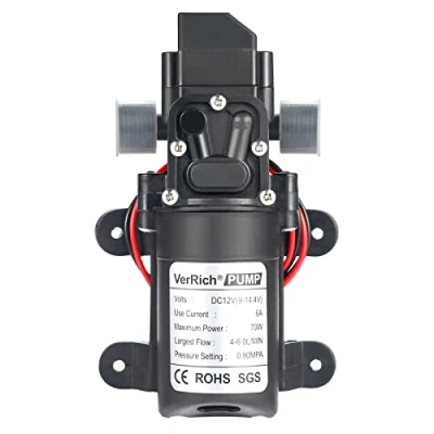 Afbeelding van VerRich 12V waterpompen Hogedruk zelfaanzuigende membraanpomp met 20 mm connector voor camper, caravan, Boat Garden