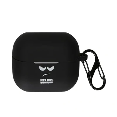 Afbeelding van kwmobile Hoes geschikt voor Samsung Galaxy Buds 3 / Pro Siliconen cover oordopjes in wit zwart Don&#039;t Touch My Headphones design