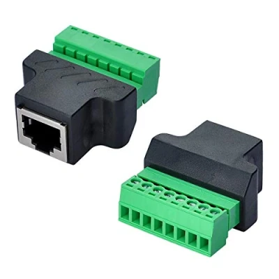 Afbeelding van COVVY RJ45 Vrouwelijk Naar 8 pins Schroef Terminal Block Connector Cat7 Cat6 Cat5 Cat5e Ethernet kabel Extender Adapter CCTV Digitale DVR Netwerkadapter In Line Koppeling (Vrouwelijk, 2
