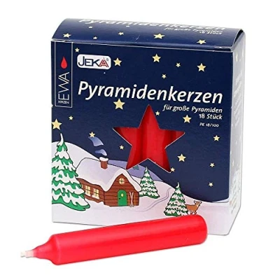 Afbeelding van Sigro 18 stuks piramide kaarsen, x 105 mm, wax, rood, één maat