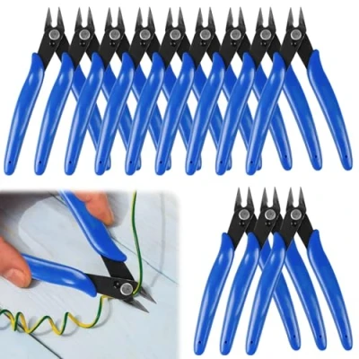 Afbeelding van 12 stuks zijsnijders klein: 170 draadsnijders, precisie kleermakerstang, mini duurzame zijkniptang, elektronica draadsnijder voor modelbouw, handwerk, smmuck, blauw