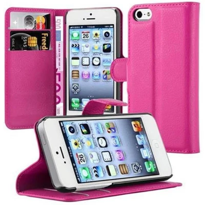 Afbeelding van Cadorabo Hoesje geschikt voor Apple iPhone 5 / 5S SE 2016 in KERSEN ROZE Beschermhoes Cover magnetische sluiting